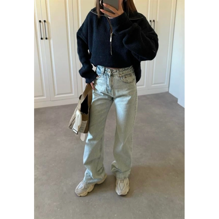 Açık Mavi Yüksekbel Palazzo Jean