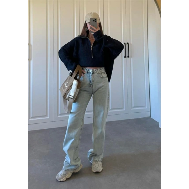 Açık Mavi Yüksekbel Palazzo Jean