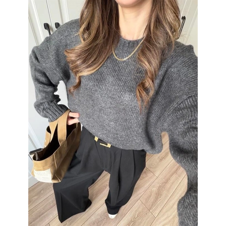 Alin Sık Dokuma Antrasit Premium Kazak