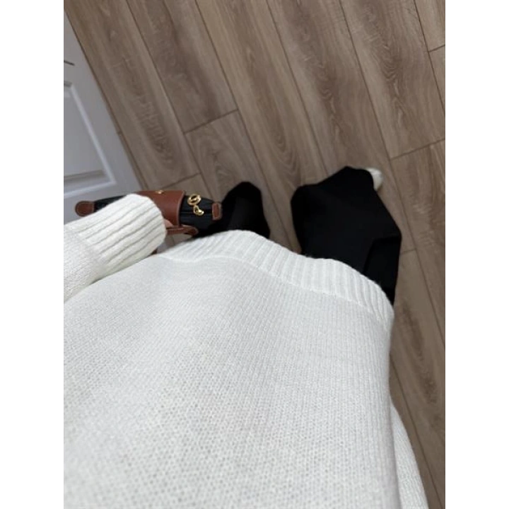 Alin Sık Dokuma Ekru Premium Kazak