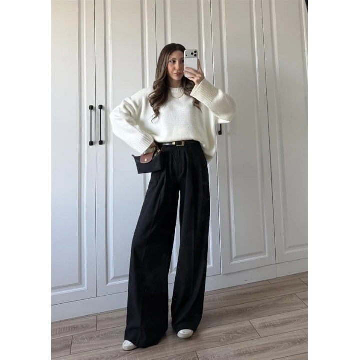 Alin Sık Dokuma Ekru Premium Kazak