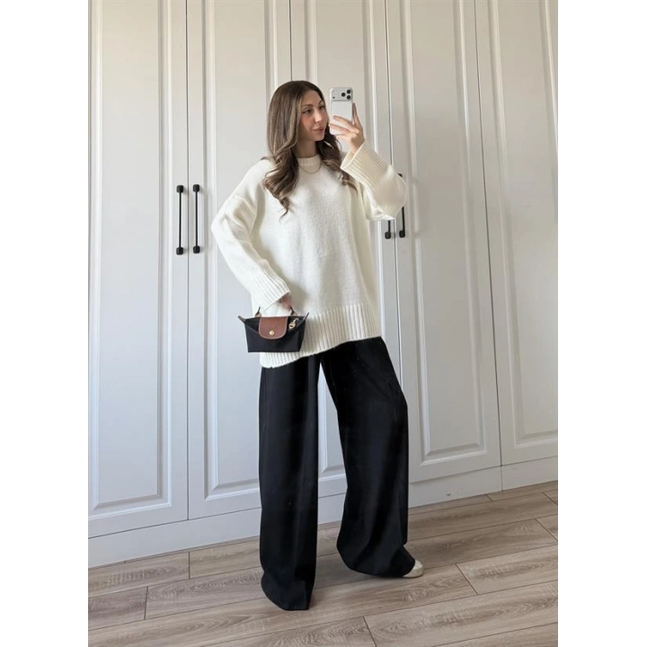 Alin Sık Dokuma Ekru Premium Kazak