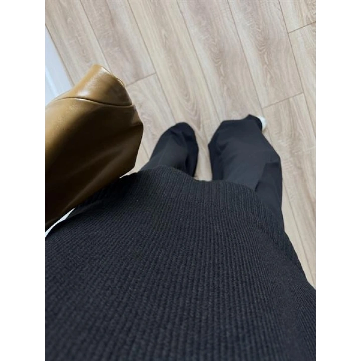 Alin Sık Dokuma Siyah Premium Kazak