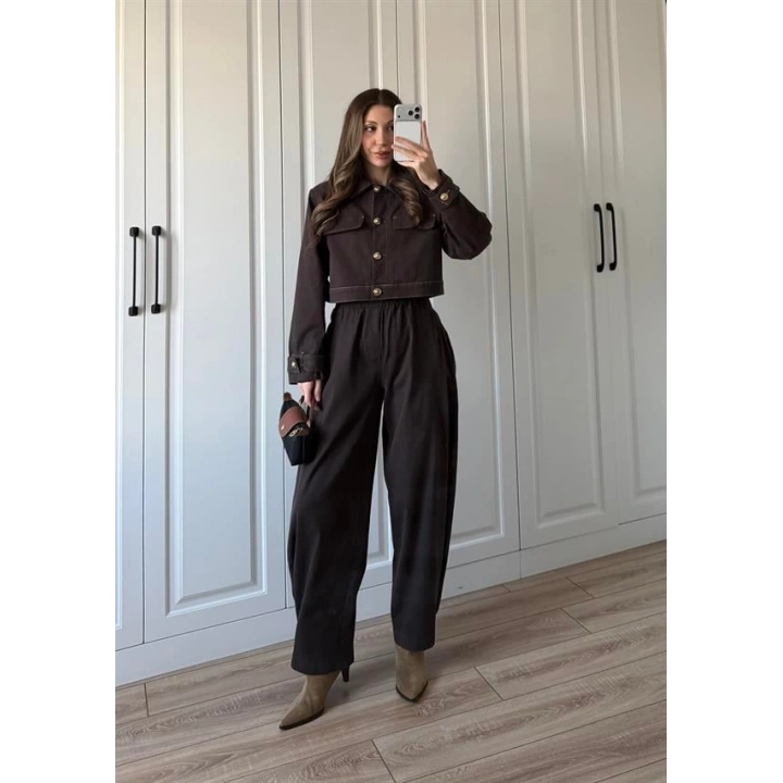 Anna Tasarım Premium İkili Kahve Kot Takım