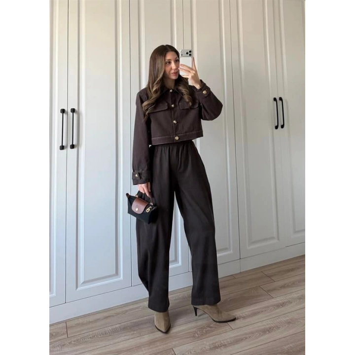 Anna Tasarım Premium İkili Kahve Kot Takım