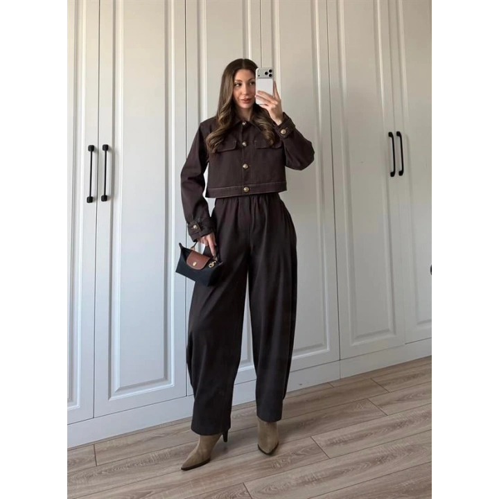 Anna Tasarım Premium İkili Kahve Kot Takım