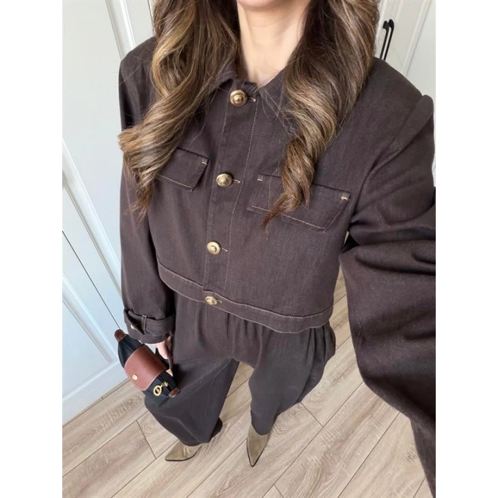 Anna Tasarım Premium İkili Kahve Kot Takım