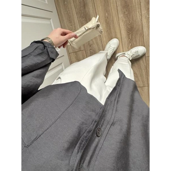 Antrasit Oversize Tensel Gömlek