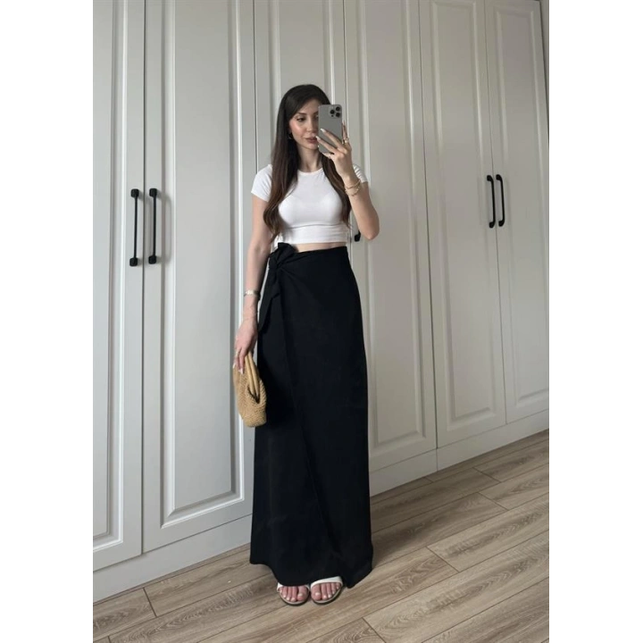 Anvelop Keten Uzun Siyah Etek