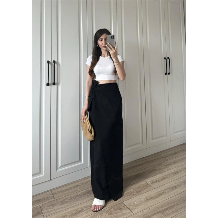 Anvelop Keten Uzun Siyah Etek
