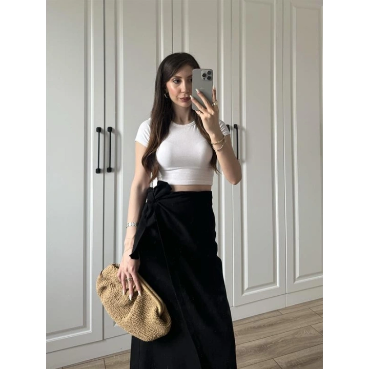 Anvelop Keten Uzun Siyah Etek