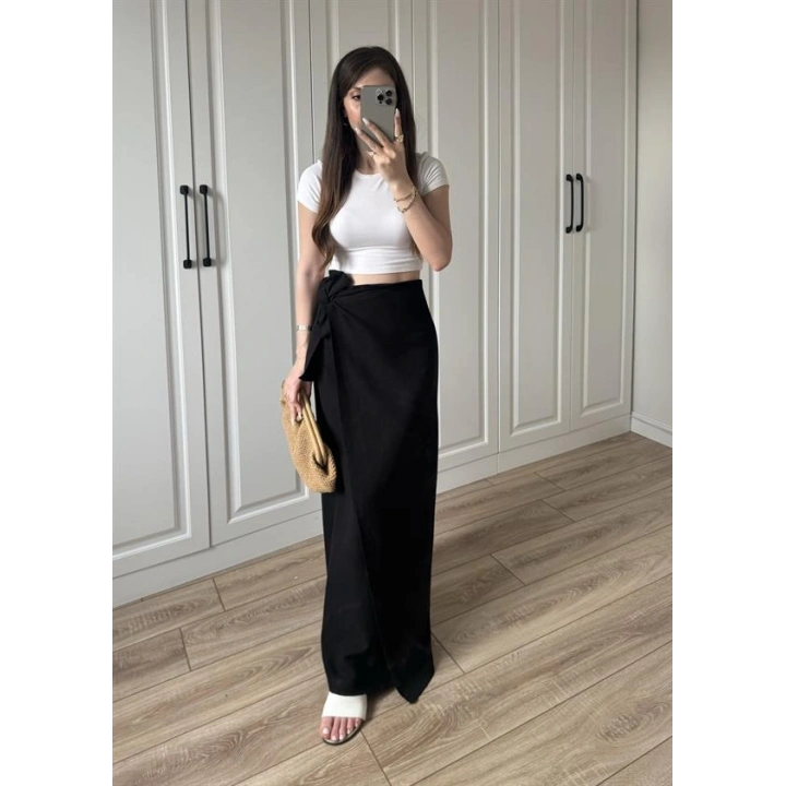 Anvelop Keten Uzun Siyah Etek