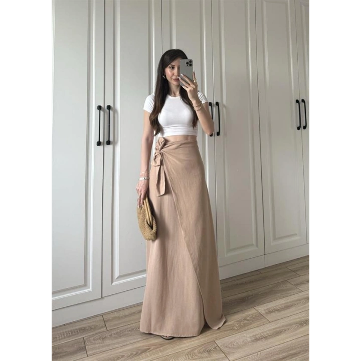 Anvelop Keten Uzun Taş Etek