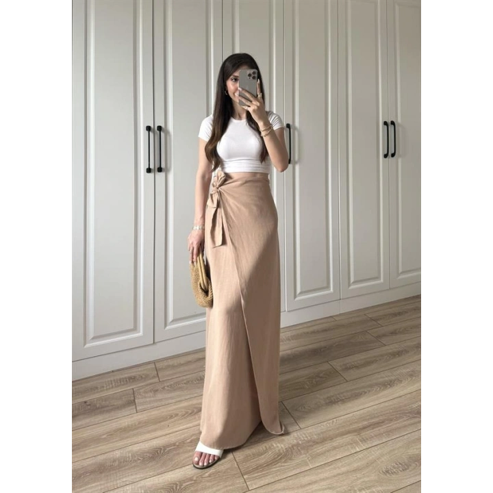 Anvelop Keten Uzun Taş Etek