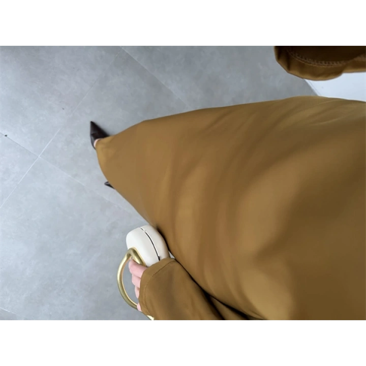 Arkadan Bağlamalı Yağ Yeşili Saten Elbise