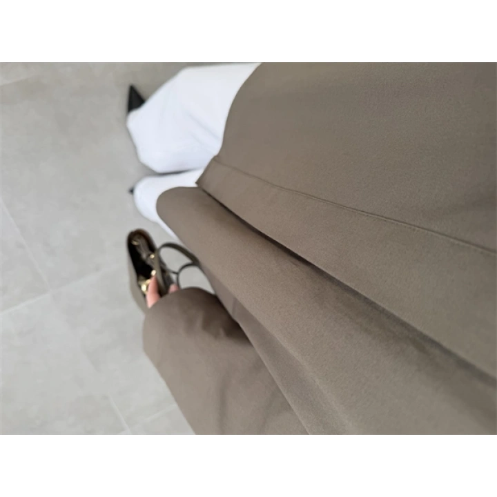 Asimetrik Yaka Oversize Haki Gömlek