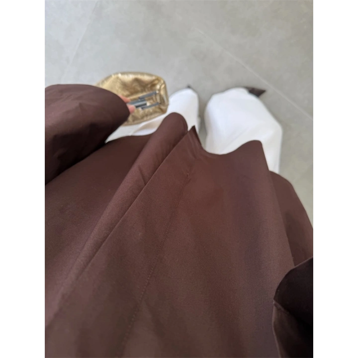 Asimetrik Yaka Oversize Kahve Gömlek