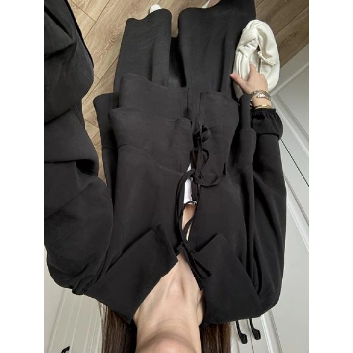 Bebe Yaka Tasarım Siyah Modal Etekli Takım