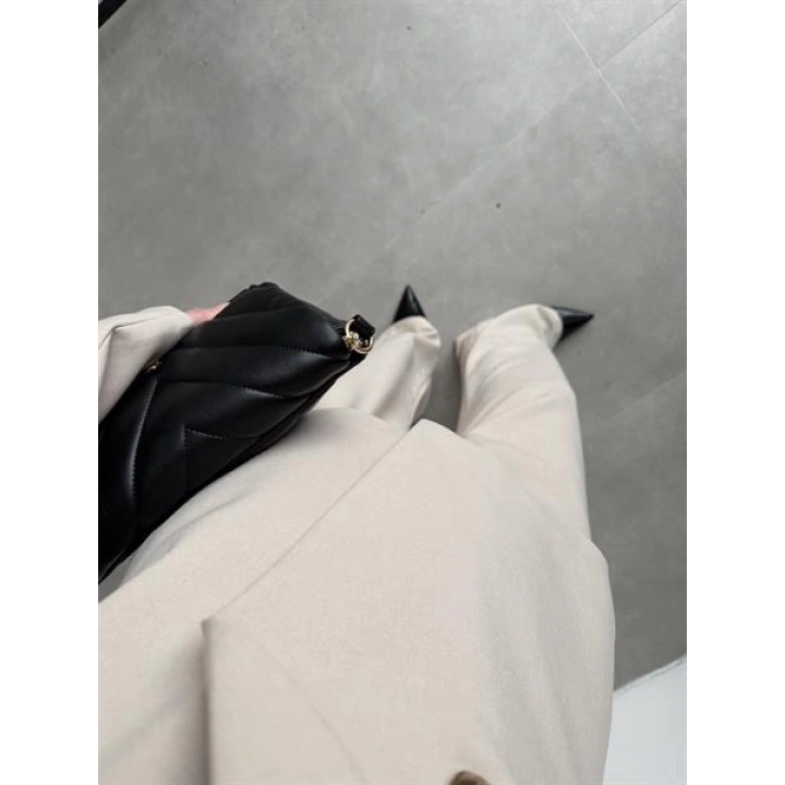 Belden Oturtmalı Kruvaze Astarlı Taş Blazer Ceket