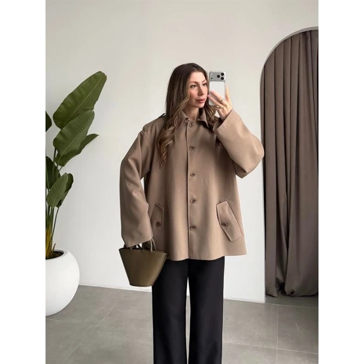 Bella Kuşaklı Astarlı Premium Haki Trençkot