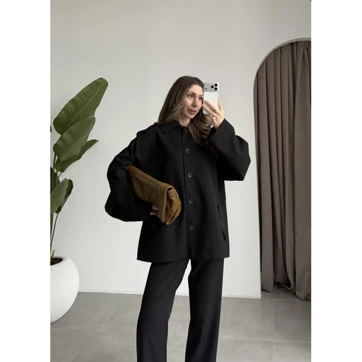 Bella Kuşaklı Astarlı Premium Siyah Trençkot