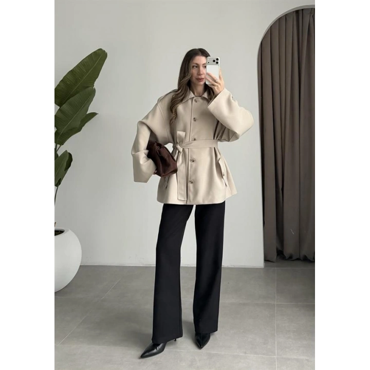 Bella Kuşaklı Astarlı Premium Taş Trençkot