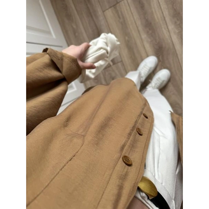 Camel Oversize Tensel Gömlek