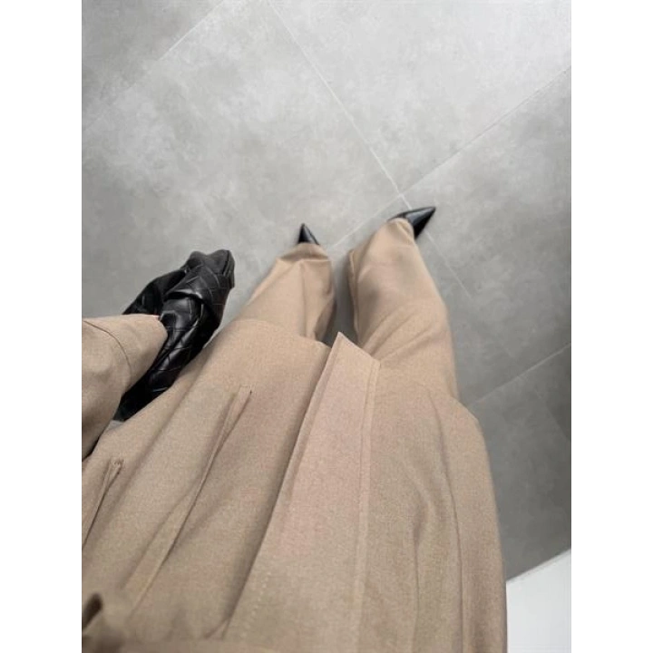 Cepli Premium Kuşaklı Haki Gömlek Takım