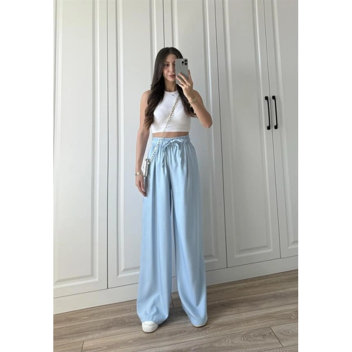 Dania Premium Bebe Mavi Tensel Palazzo Pantolon