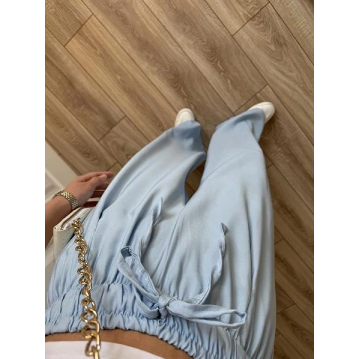 Dania Premium Bebe Mavi Tensel Palazzo Pantolon