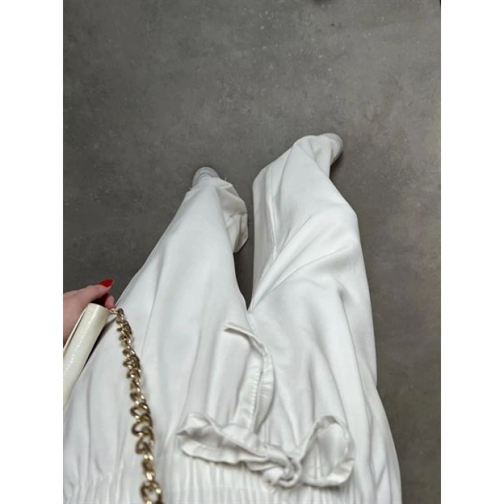 Dania Premium Beyaz Tensel Palazzo Pantolon