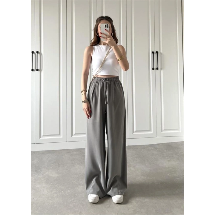 Dania Premium Gri Tensel Palazzo Pantolon