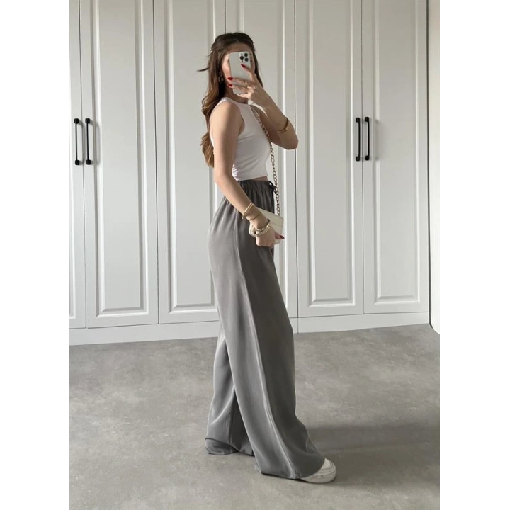 Dania Premium Gri Tensel Palazzo Pantolon