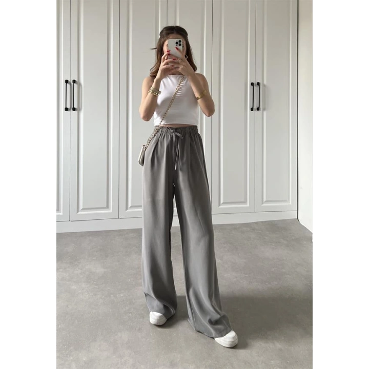 Dania Premium Gri Tensel Palazzo Pantolon