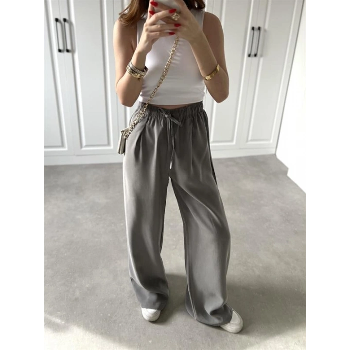 Dania Premium Gri Tensel Palazzo Pantolon