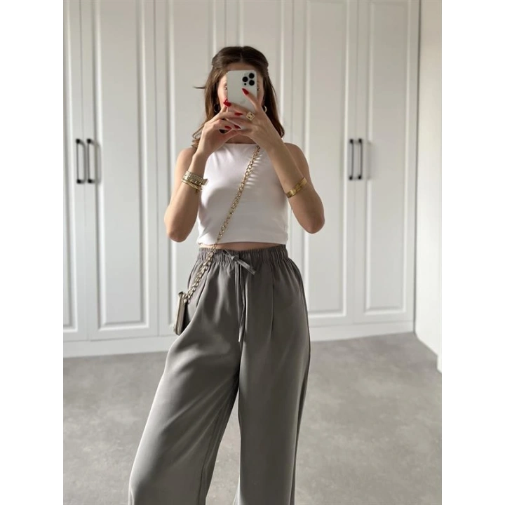 Dania Premium Gri Tensel Palazzo Pantolon