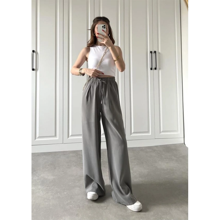 Dania Premium Gri Tensel Palazzo Pantolon