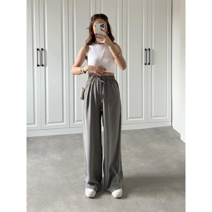 Dania Premium Gri Tensel Palazzo Pantolon