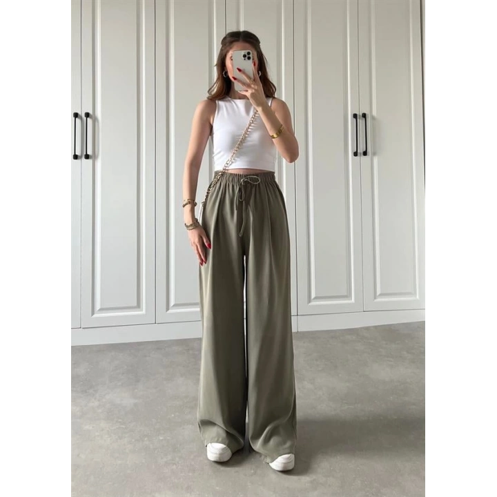 Dania Premium Haki Tensel Palazzo Pantolon