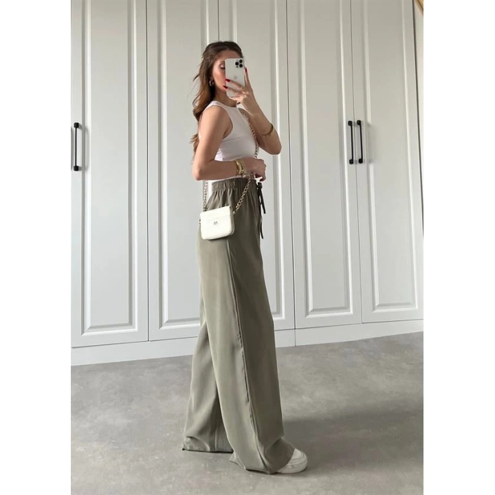 Dania Premium Haki Tensel Palazzo Pantolon