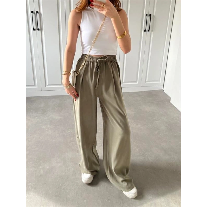 Dania Premium Haki Tensel Palazzo Pantolon