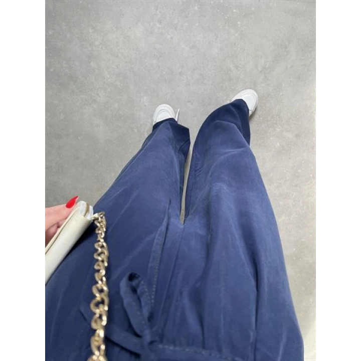 Dania Premium Lacivert Tensel Palazzo Pantolon