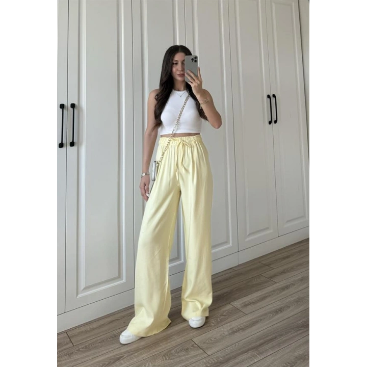Dania Premium Sarı Tensel Palazzo Pantolon
