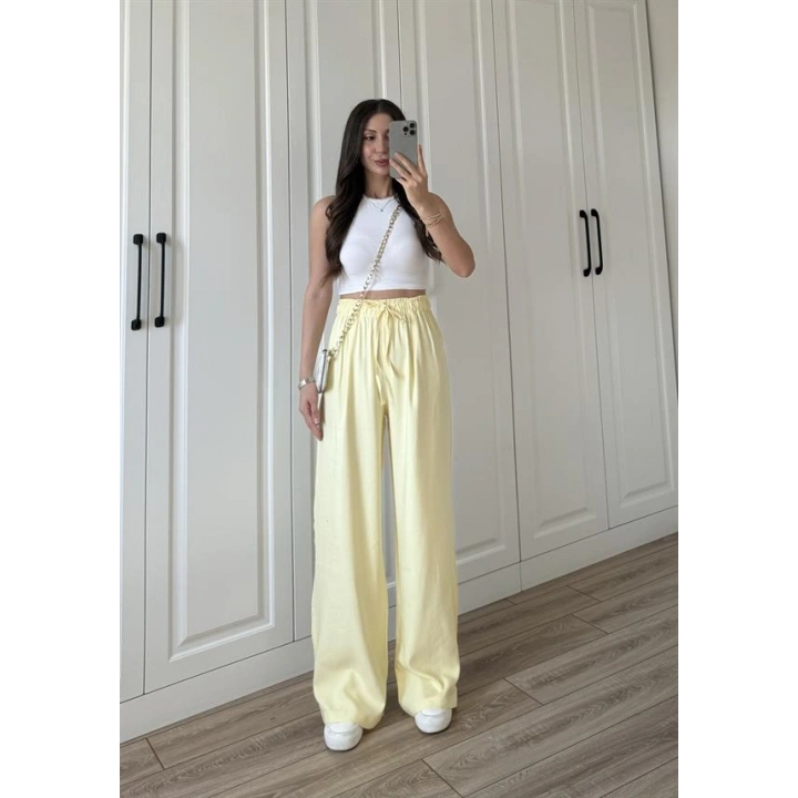 Dania Premium Sarı Tensel Palazzo Pantolon