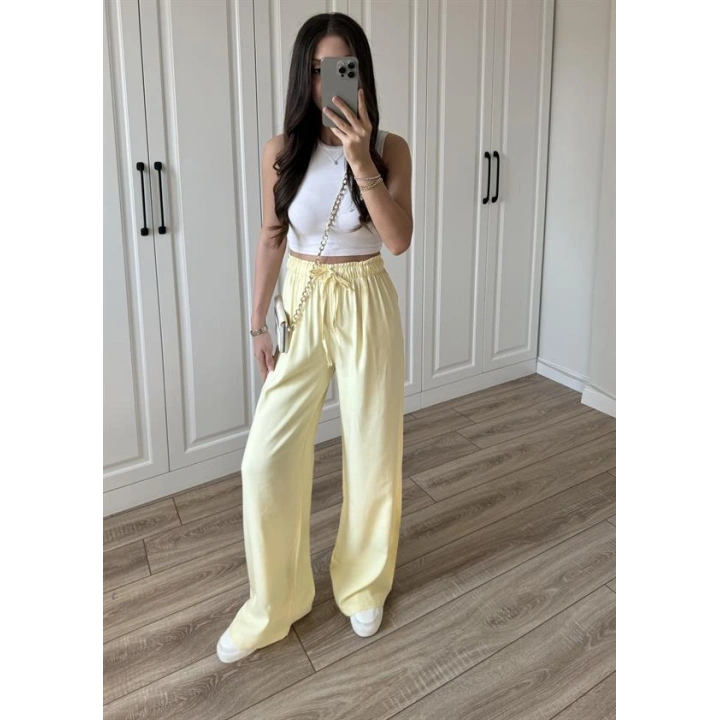 Dania Premium Sarı Tensel Palazzo Pantolon