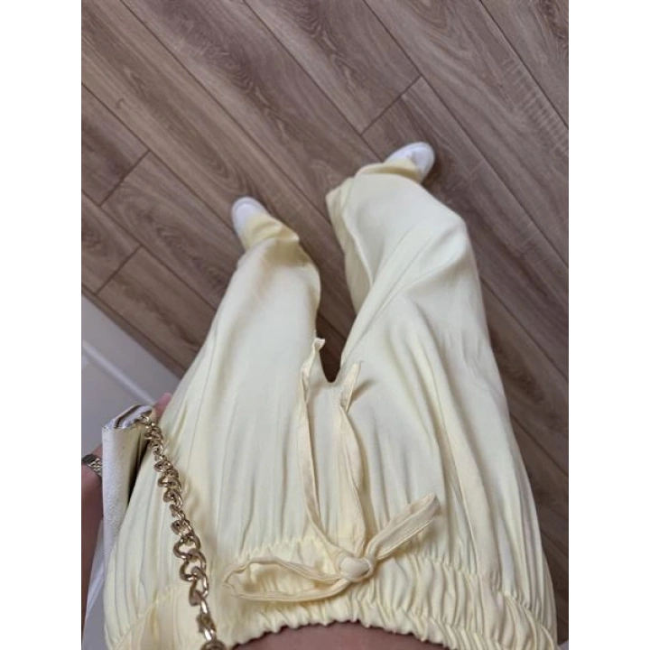 Dania Premium Sarı Tensel Palazzo Pantolon