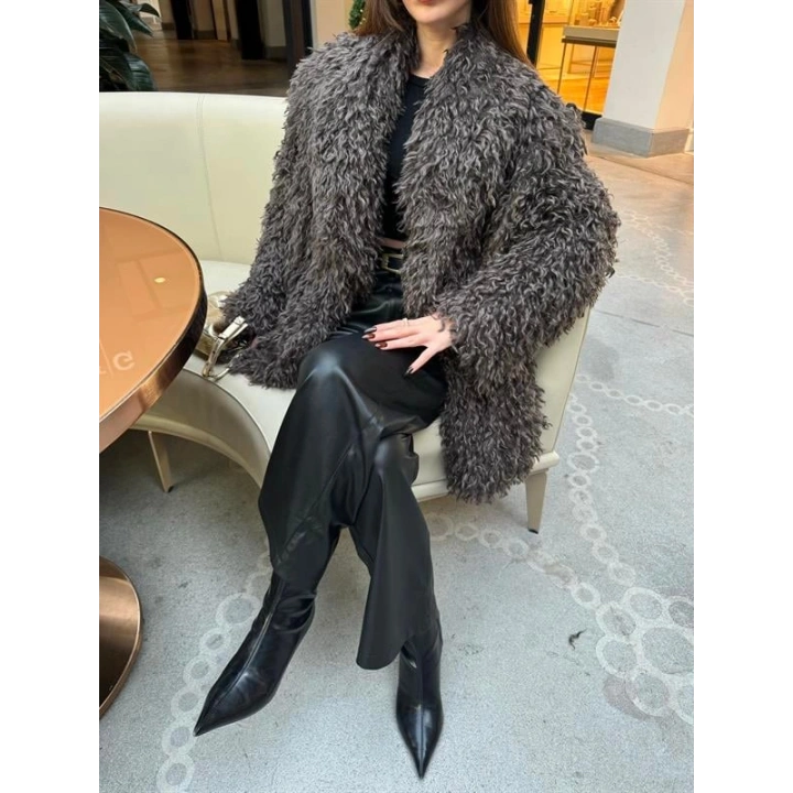 Delux Premium Kahve Astarlı Peluş Kürk