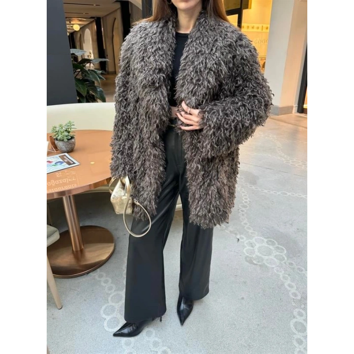 Delux Premium Kahve Astarlı Peluş Kürk