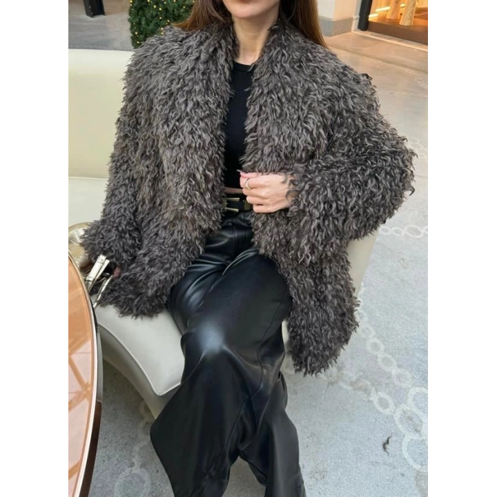 Delux Premium Kahve Astarlı Peluş Kürk