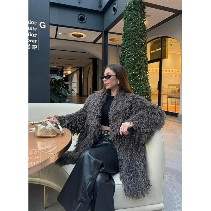 Delux Premium Kahve Astarlı Peluş Kürk